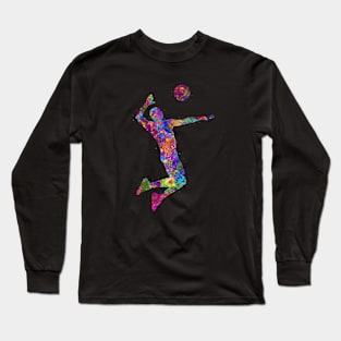 Volleyball player watercolor art Long Sleeve T-Shirt